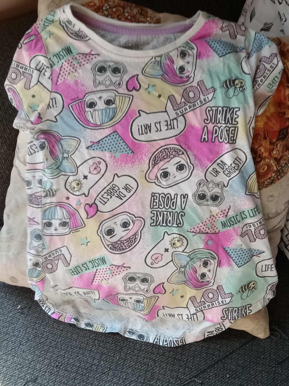 L.O.L. Surprise! Girls Short Sleeve Tee in Pink, Purple, Blue, Yellow